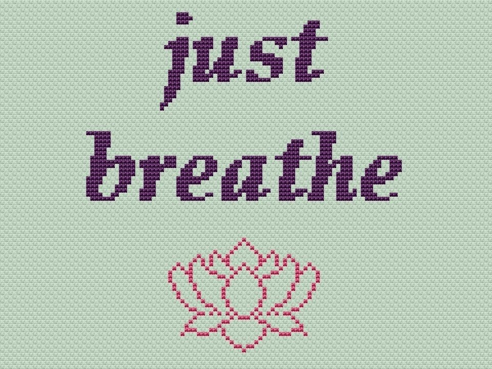 Kreuzstichvorlage "just breathe" zum Durchatmen und Entspannen sticken, PDF