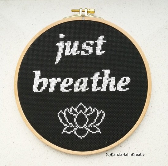 Kreuzstichvorlage "just breathe" zum Durchatmen und Entspannen sticken, PDF