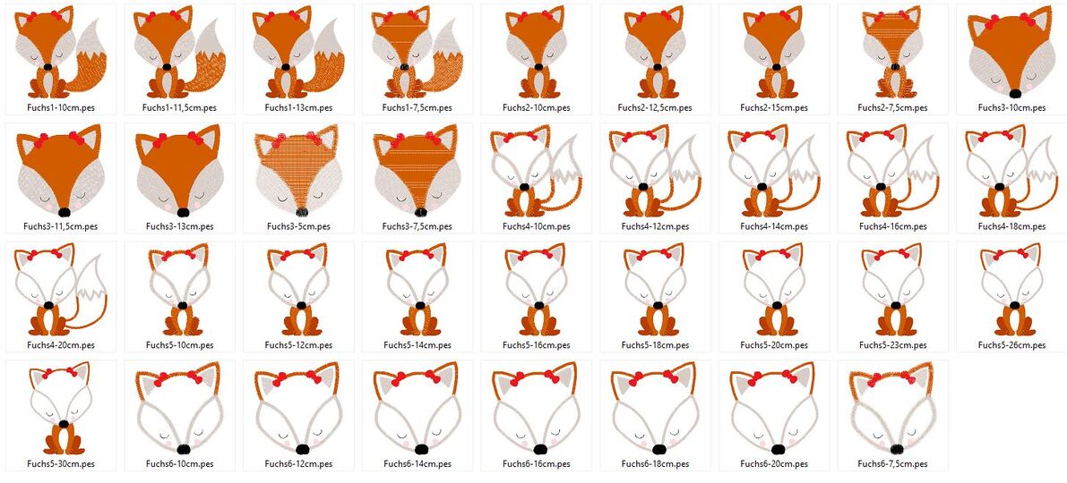 Fuchs - Stickdatei 5 - 20cm Fuchskopf