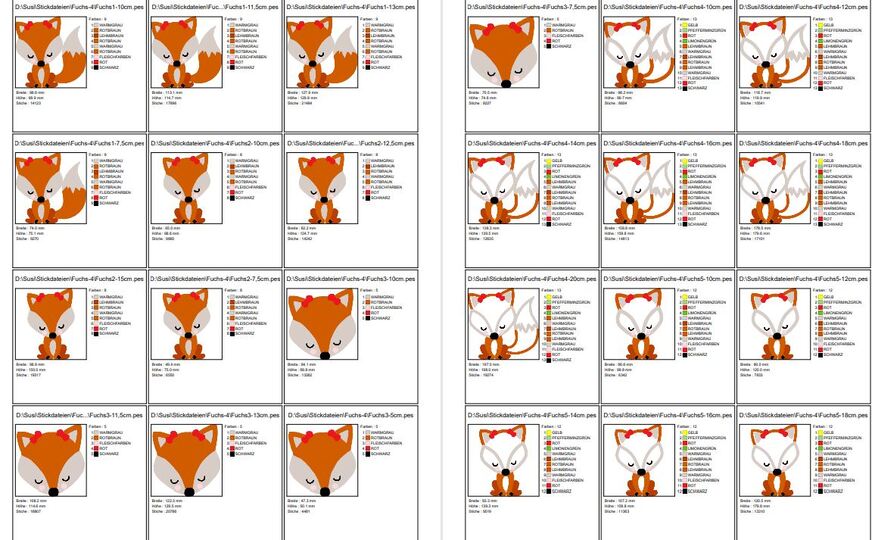 Fuchs - Stickdatei 5 - 20cm Fuchskopf