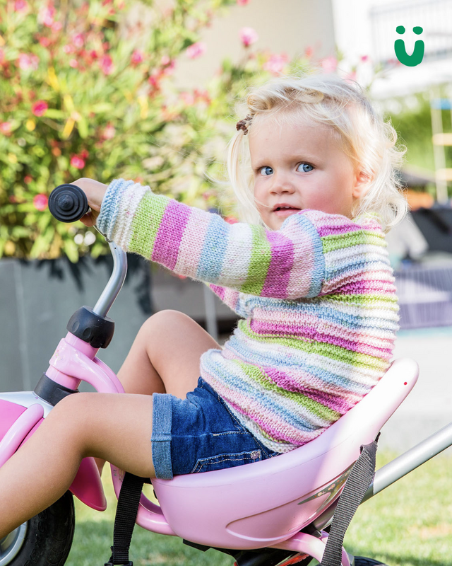 Anleitung Bunter Kinderpulli mit Querrippen