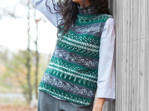 Anleitung Pullunder für Damen im Norweger-Look