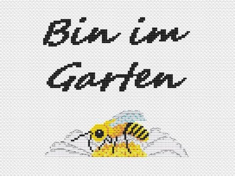Kreuzstichvorlage "Biene" ( Bin im Garten ),Stickmotiv für Naturliebhaber