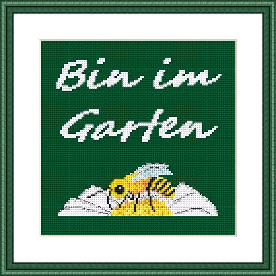 Kreuzstichvorlage "Biene" ( Bin im Garten ),Stickmotiv für Naturliebhaber