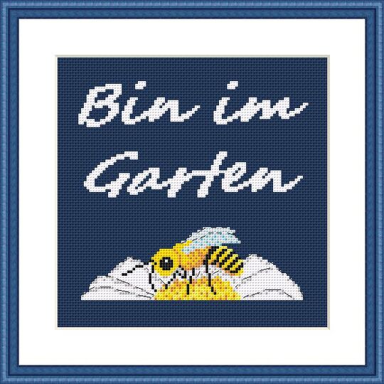 Kreuzstichvorlage "Biene" ( Bin im Garten ),Stickmotiv für Naturliebhaber