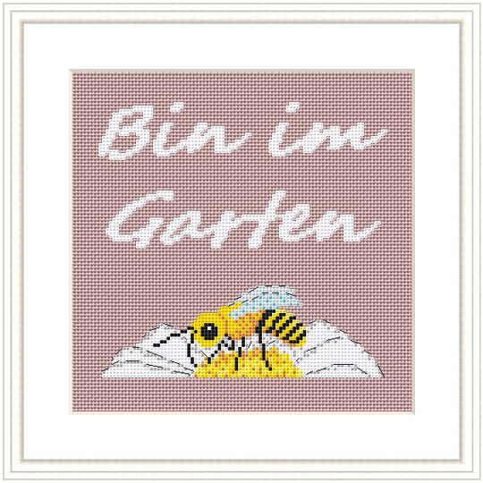 Kreuzstichvorlage "Biene" ( Bin im Garten ),Stickmotiv für Naturliebhaber