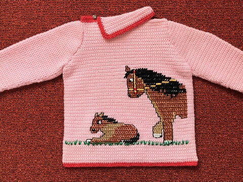 rosaPullover für kleine Pferdefreundinnen - Häkelanleitung