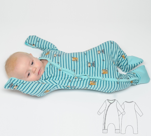 Baby-Strampler DAVID Schlafoverall PDF-Schnittmuster 50/56–98/104
