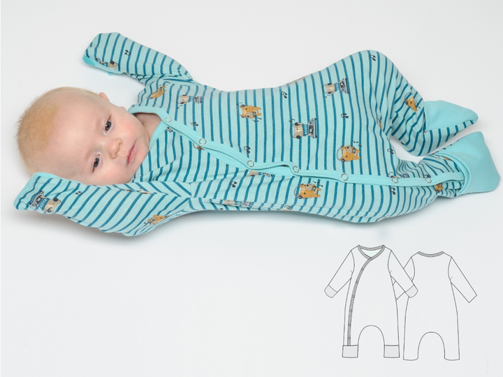 Baby-Strampler DAVID Schlafoverall PDF-Schnittmuster 50/56–98/104