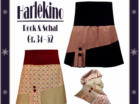 Nähanleitung Hüftrock "Harlekino und Schal" Gr. 34-52