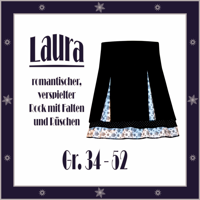 Nähanleitung Rock "Laura"  mit Falten und doppelter Rüsche 34-52 - Bild 2
