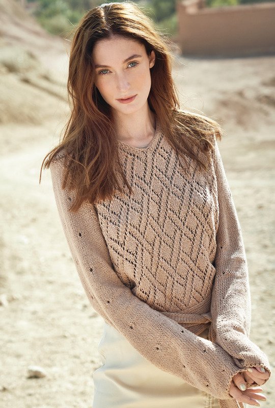 Strickanleitung: Eleganter Pulli in Camel mit Taillenband - Bild 2