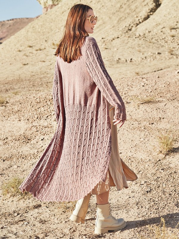 Strickanleitung: Langer Mantel im Ajourmuster