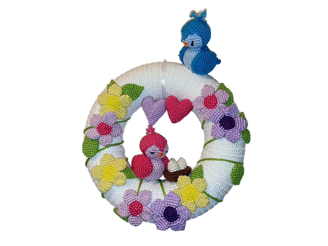 Fröhlicher Türkranz für den Frühling - Mit Blumen häkeln