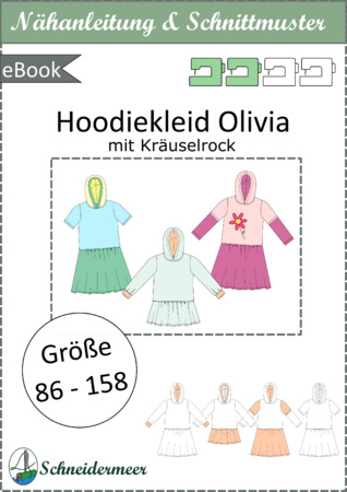 Olivia – Kinder Hoodiekleid knielang oder Longshirt (Gr. 86-158, A4+A0)