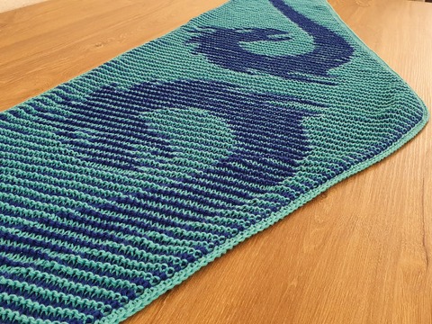 Dragon, Shadow Knitting, Illusion Knitting, Flat Motif Shawl