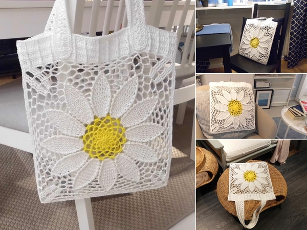 Tasche Shopper Einkaufsnetz Große Blume - dekorativ und vielseitig