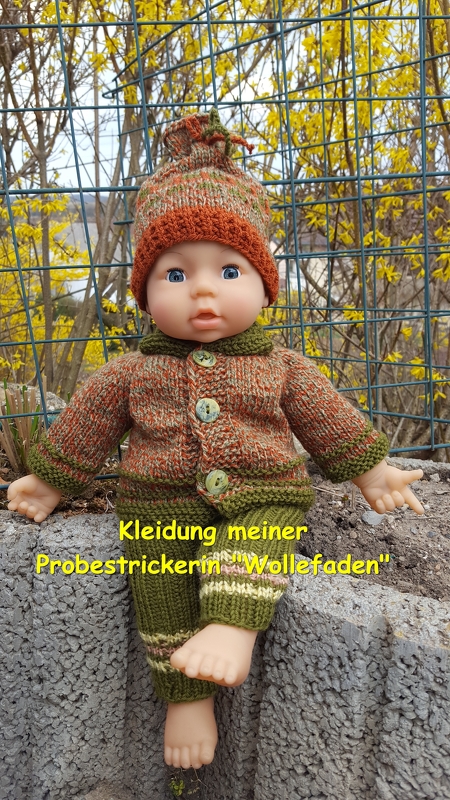 Puppen-Jacke mit Mütze - Größe 35-40 cm - Strickanleitung