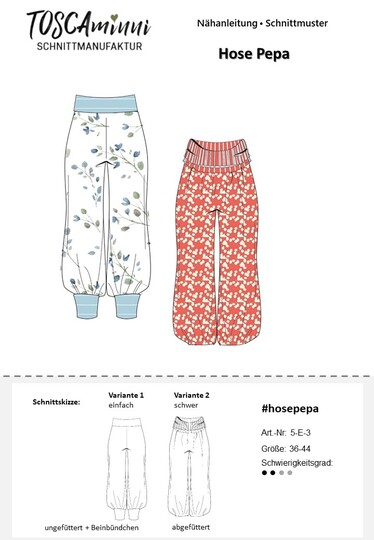 Sarouel trousers Pepa size 34-44 pattern & sewing instructions