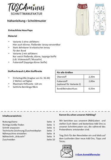 Sarouel trousers Pepa size 34-44 pattern & sewing instructions