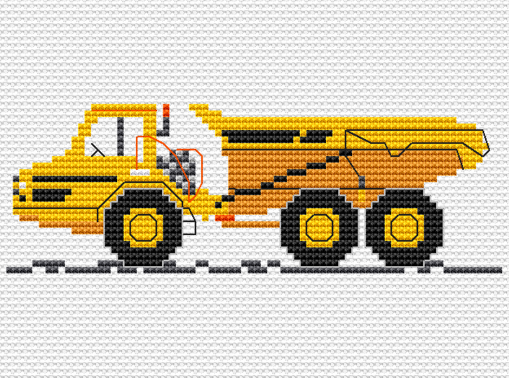 Kreuzstichvorlage Dumper, ein Kindermotiv für neue Stickideen, PDF und PNG