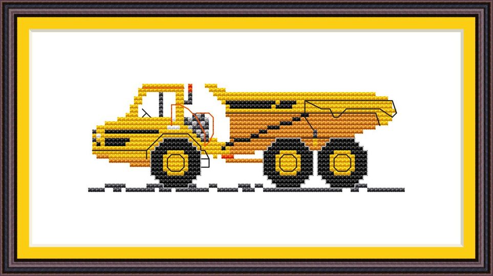 Kreuzstichvorlage Dumper, ein Kindermotiv für neue Stickideen, PDF und PNG