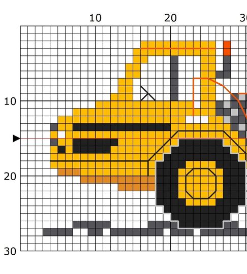 Kreuzstichvorlage Dumper, ein Kindermotiv für neue Stickideen, PDF und PNG