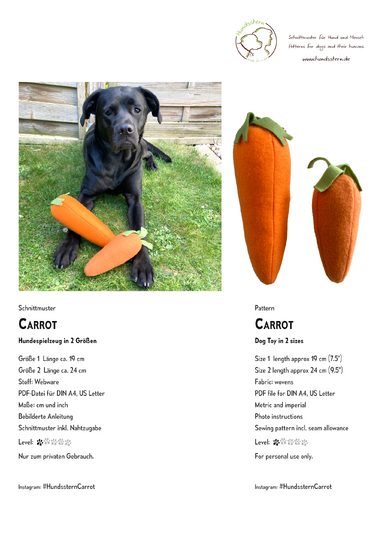 CARROT Hundespielzeug, 2 Größen, Nähanleitung+Schnitt