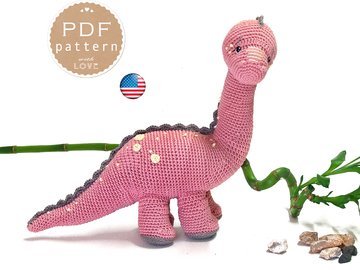 Dinosaur Crochet Pattern, Amigurumi Diplodocus Coka, Dino Brachiosaurus