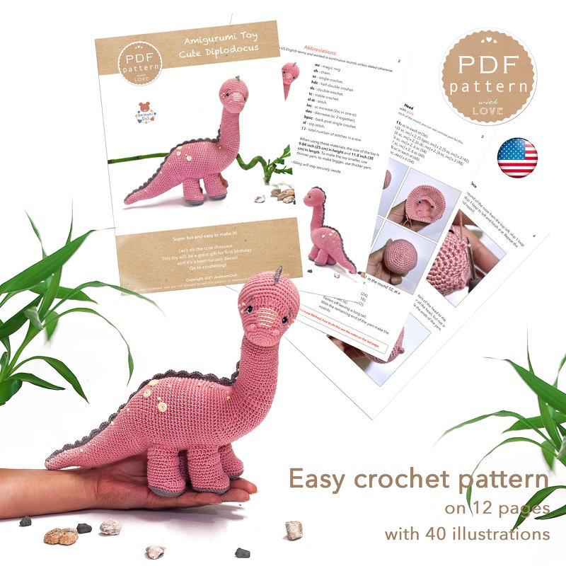 Dinosaur Crochet Pattern, Amigurumi Diplodocus Coka, Dino Brachiosaurus - Image 2