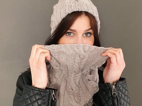 199 Strickanleitung Set Schlauchschal Beanie Johanna