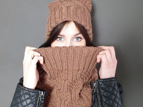 200 Strickanleitung Set Schlauchschal Beanie Jolien