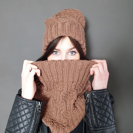 200 Strickanleitung Set Schlauchschal Beanie Jolien