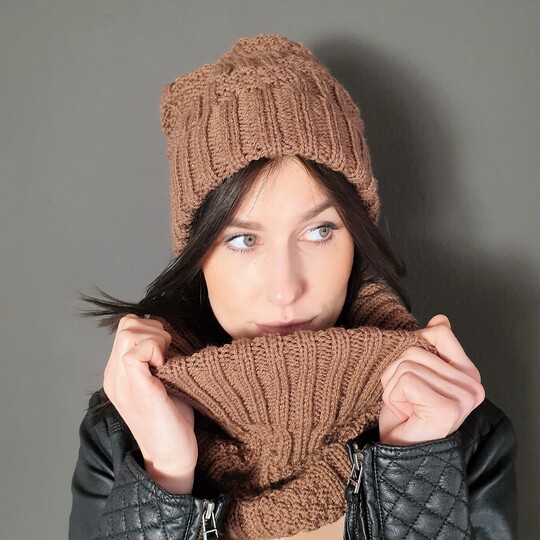 200 Strickanleitung Set Schlauchschal Beanie Jolien