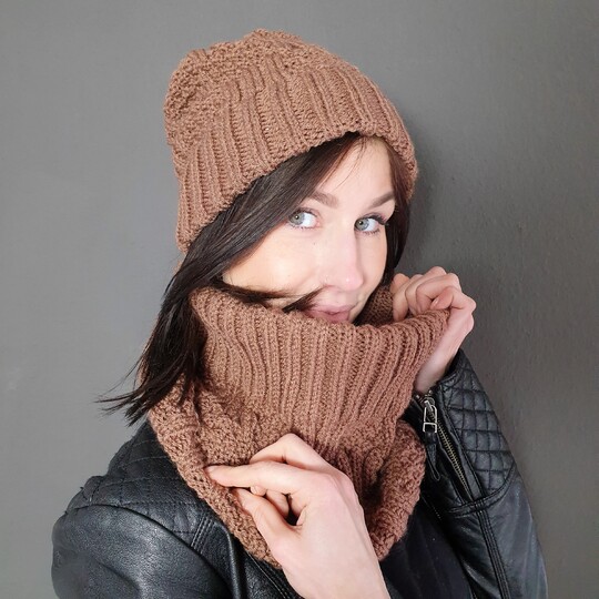 200 Strickanleitung Set Schlauchschal Beanie Jolien