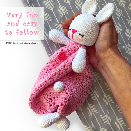 cute bunny with a red nose Amigurumi toy gift for newborn or child Crochet bunny baby