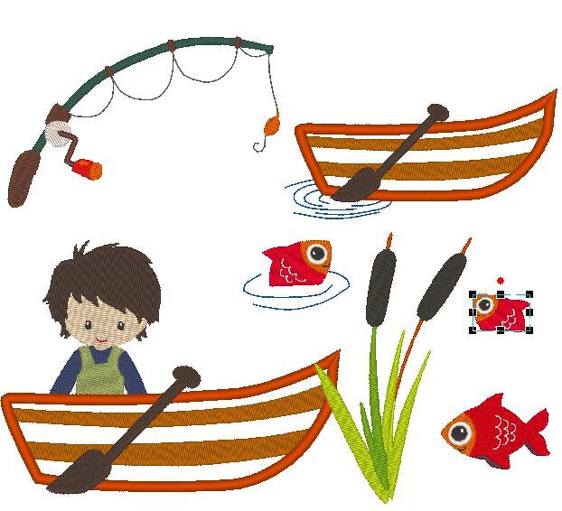 Angler Boot Fische Angel Stickdatei angeln - Bild 3