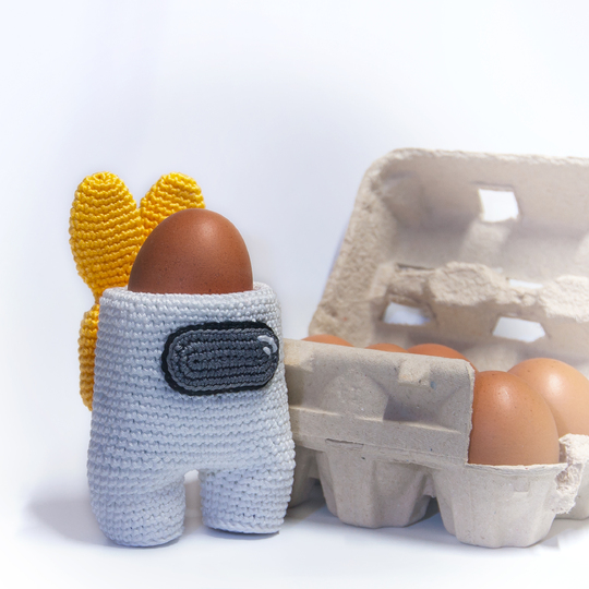 Easter egg holder Crochet Pattern, Amigurumi Astronaut Crewmate, UFO Impost