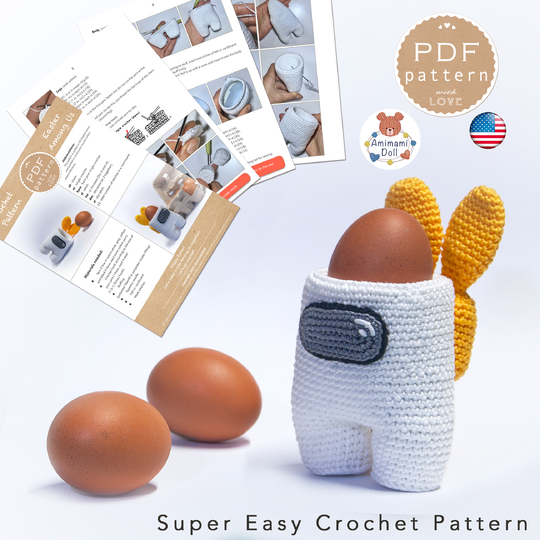 Easter egg holder Crochet Pattern, Amigurumi Astronaut Crewmate, UFO Impost