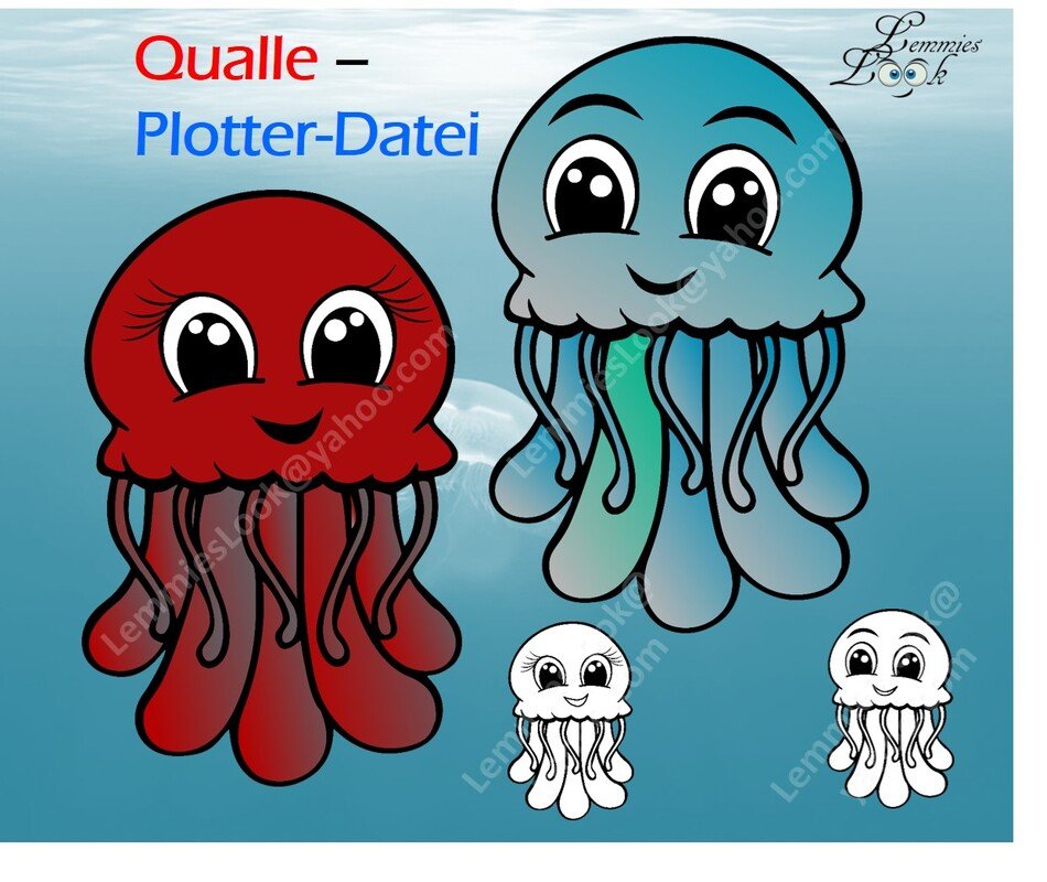 Plottdatei Qualle mit Ausmalbildern
