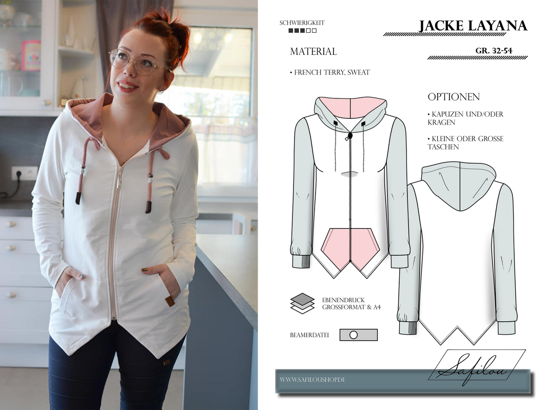 Jacke Layana – PDF-Schnittmuster Gr. 32-54 | Stylische Damenjacke