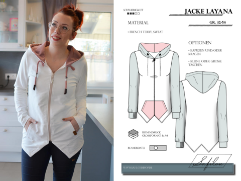 Jacke Layana – PDF-Schnittmuster Gr. 32-54 | Stylische Damenjacke