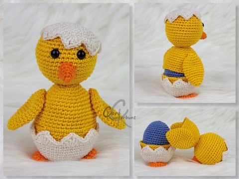 Küken Holly als Eierbecher/Eierwärmer - Häkelanleitung von CaroKunterbunt