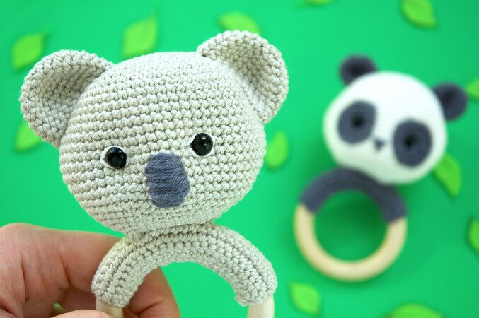Pattern Set Koala and Panda Bear Baby Rattle Amigurumi PDF Pattern