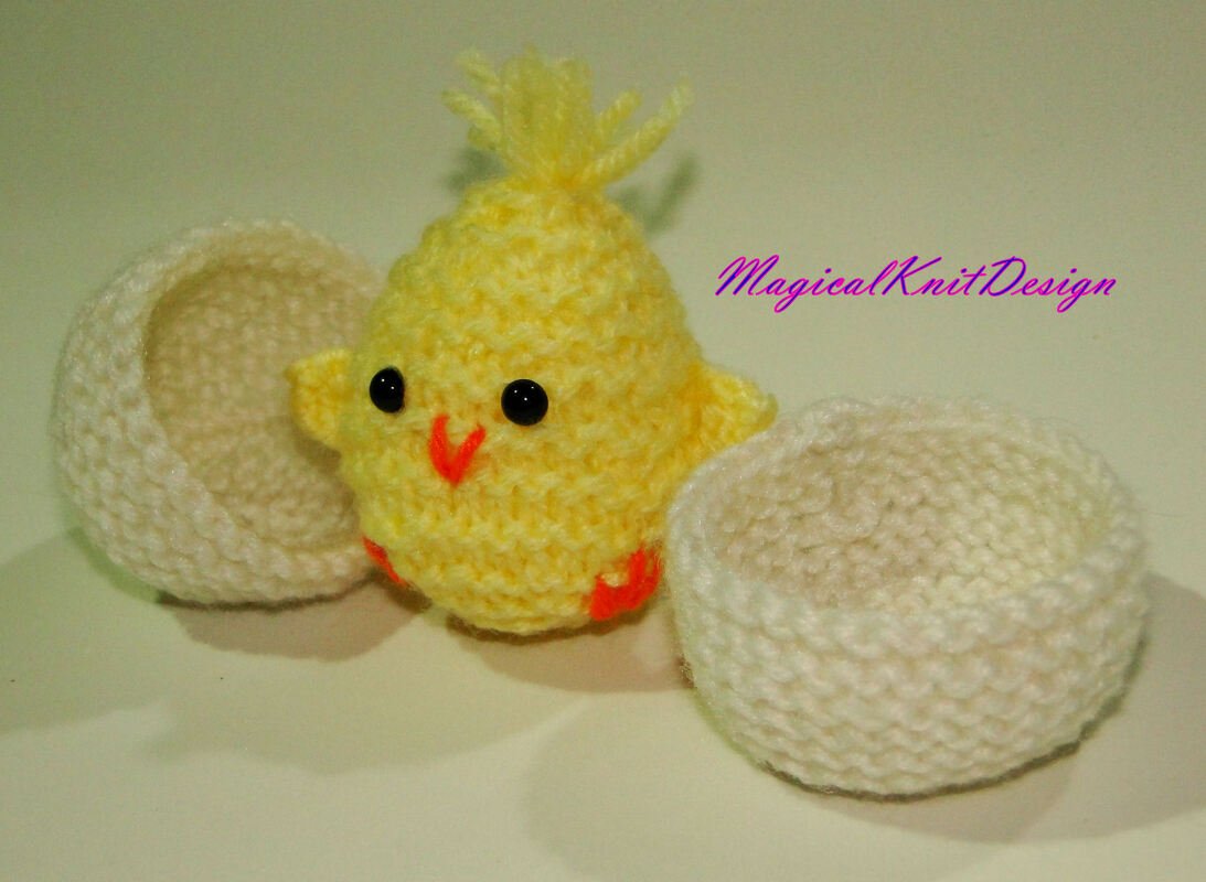 Kiki and his eggshell Easter chick and egg knitting pattern - Image 4