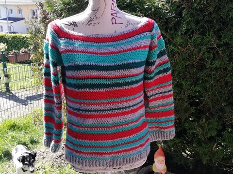Häkelanleitung Übergangspulli Streifel Gr.38- 40 - Ideal auch für Anfänger