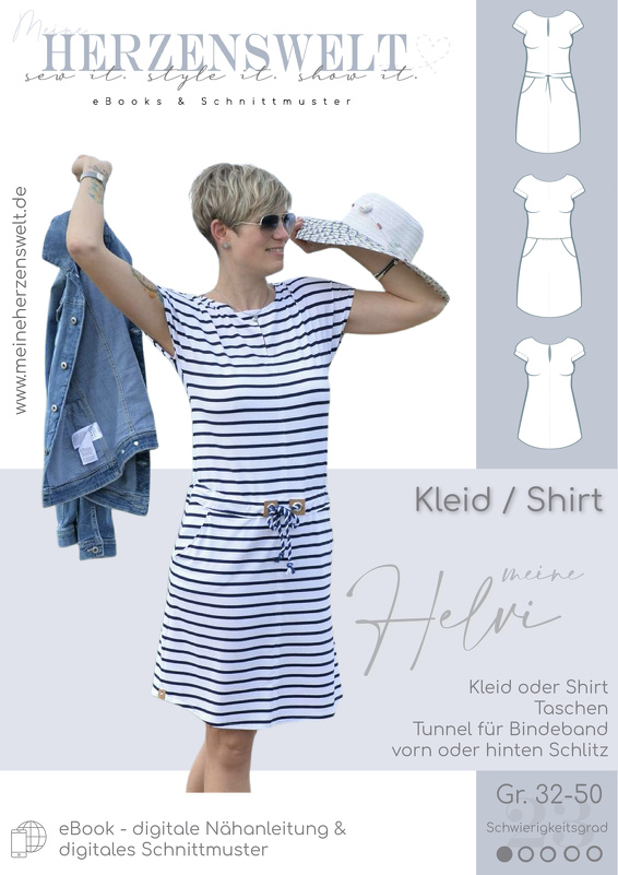 Kleid/Shirt Damen – E-Book Schnittmuster Gr. 32-50 – Helvi