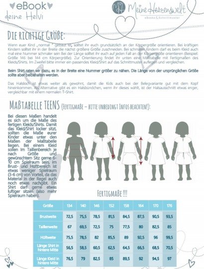 Kleid/Shirt Kinder – E-Book Schnittmuster Gr. 134-176 – Helvi Teens