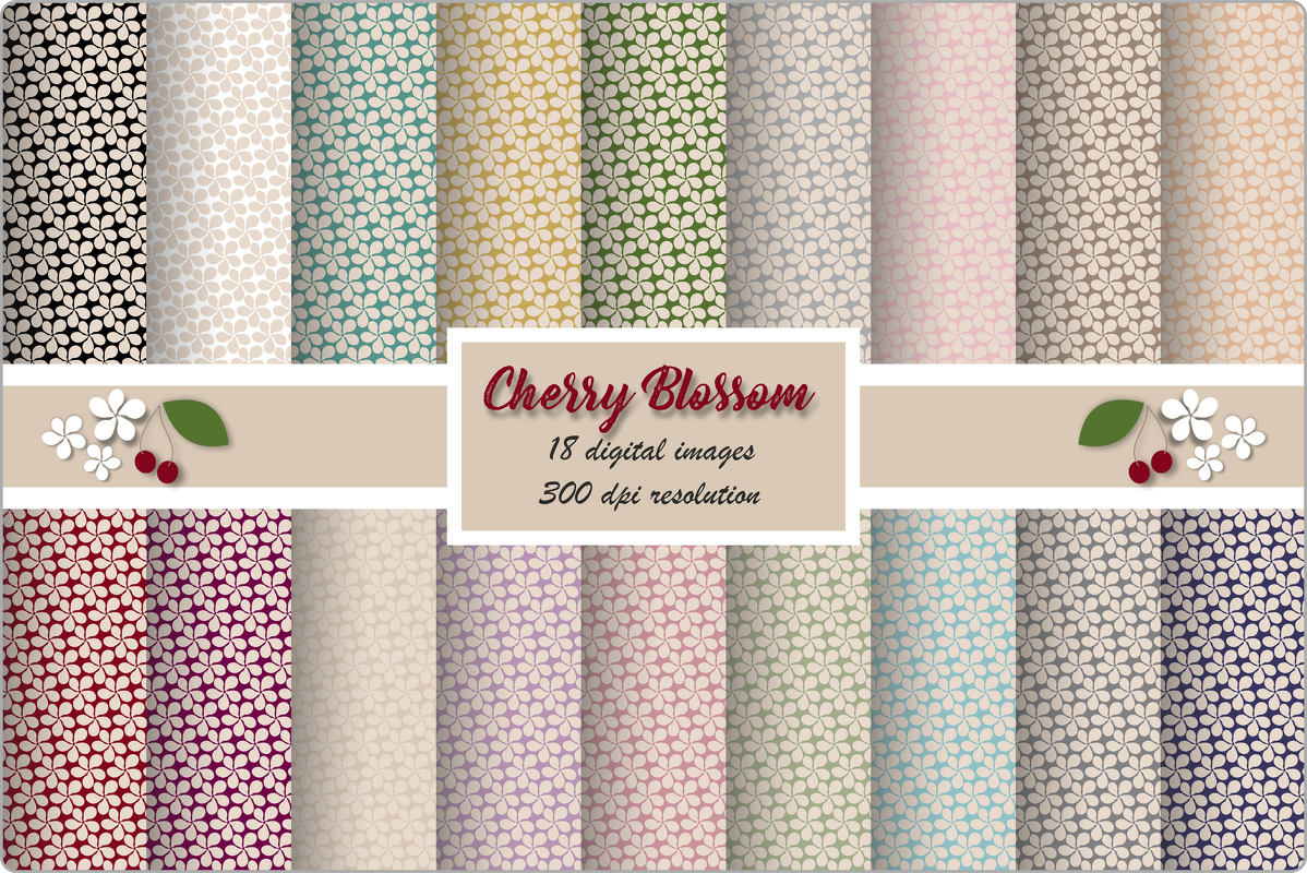 Scrapbooking Blümchen Kirschblüten Frühling Ostern Digital Paper - Bild 2