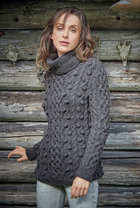 Strickanleitung: Dunkelgrauer Aranpulli mit XXL-Schal - Bild 3